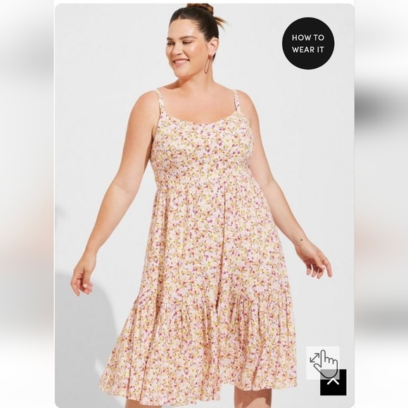 NWT Torrid Midi Rayon floral Tiered Dress, size 1x 14/16 - Picture 3 of 16